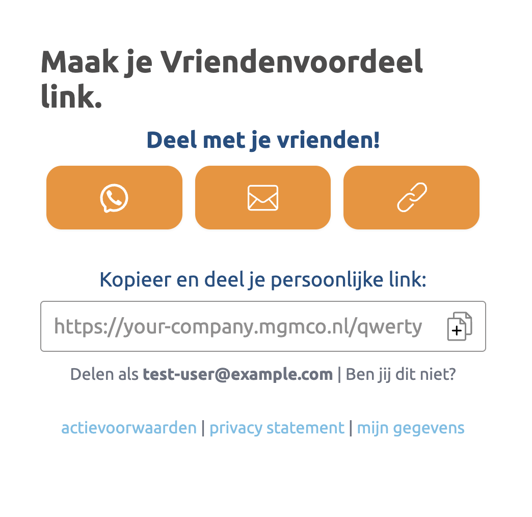 Example 1 sharing widget after registration